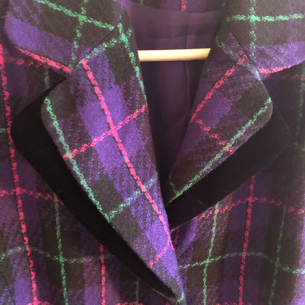Adrianna Papel Boucle w/Velvet Purple Plaid Blazer NWT - Picture 5 of 7